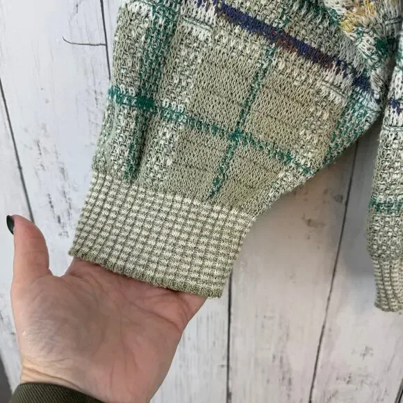 VTG Conte di Milano Green Plaid V-Neck Sweater Cosby Grandpa Italy Size Large - Picture 2 of 13